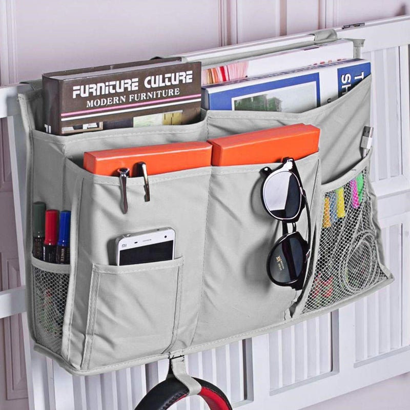 Sugaroom Bunk Bed Organizer - Bedside Storage Caddy with Pockets for College Dorm, Hospital, Baby Bed & Camp (Grey) - Image 4
